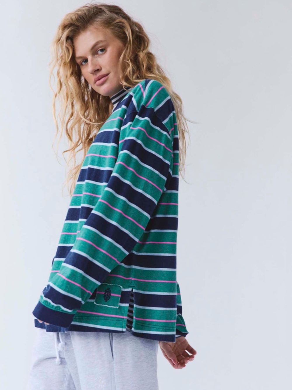 NWT FP Movement by Free People Hustle Striped Layer Navy Green Glow Size Small - Picture 4 of 16
